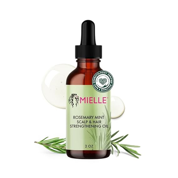 Mielle Organics Rosemary Mint Hair Oil with Biotin, 2 oz | Hair strengthening oil, with biotin & castor oil, dry scalp care, split end support, frizz smoothing