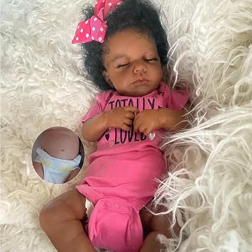 Anano Silicone Full Body Reborn Baby Doll, 20 Inch Black Reborn Girl Dolls, Look Like Real Silicone Full Body Girl Doll, Anatomically Correct Girls, Lifelike Real African American Newborn Babies