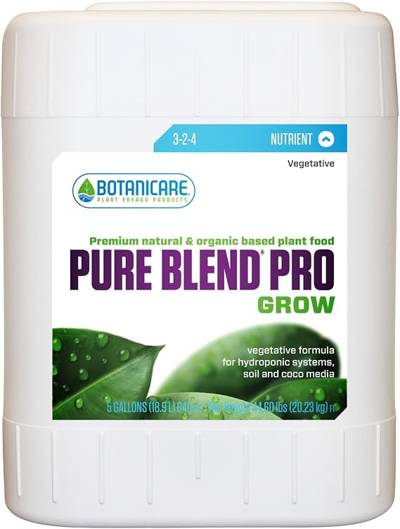 Botanicare Pure Blend Pro Grow, Nutrient, 3-2-4, 5 gal.
