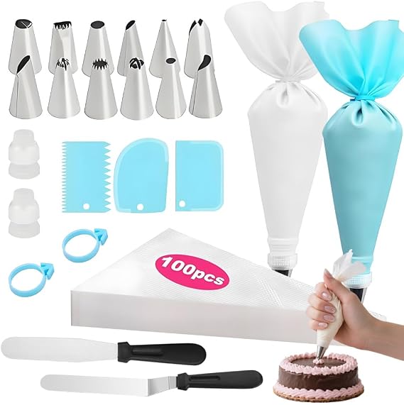 Piping Bags and Nozzles Set, 122 Pcs Icing Piping Kit with Piping Bags