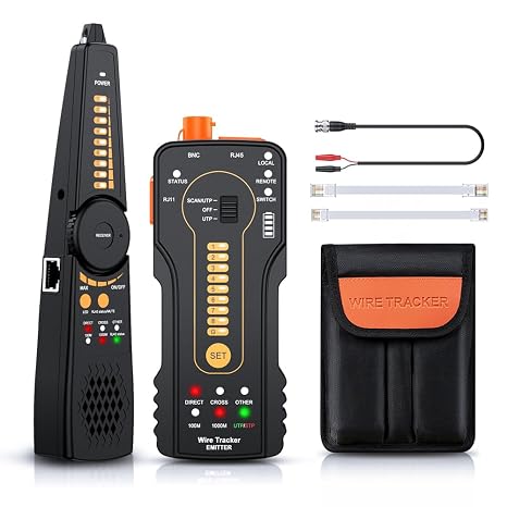 Network Cable Tester RJ45 RJ11 Cable Analyzer Telephone Line Finder Wire Tracker Receiver Networking Tool with LED Light