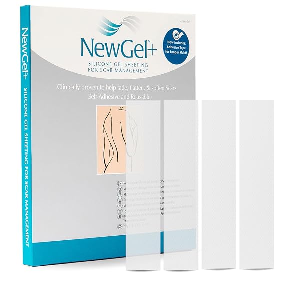NewGel+ Medical-Grade Silicone Scar Strips, 1" x 6", 4-Count by MyNewGel
