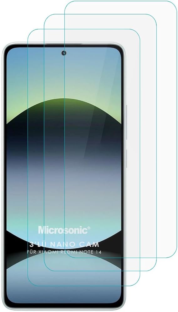 Microsonic Xiaomi Redmi Note 14 4G Screen Protector Nano Glass Glass Screen Protector (3` Package) [Redmi Note 14 4G Compatible Screen Protector - Transparent]