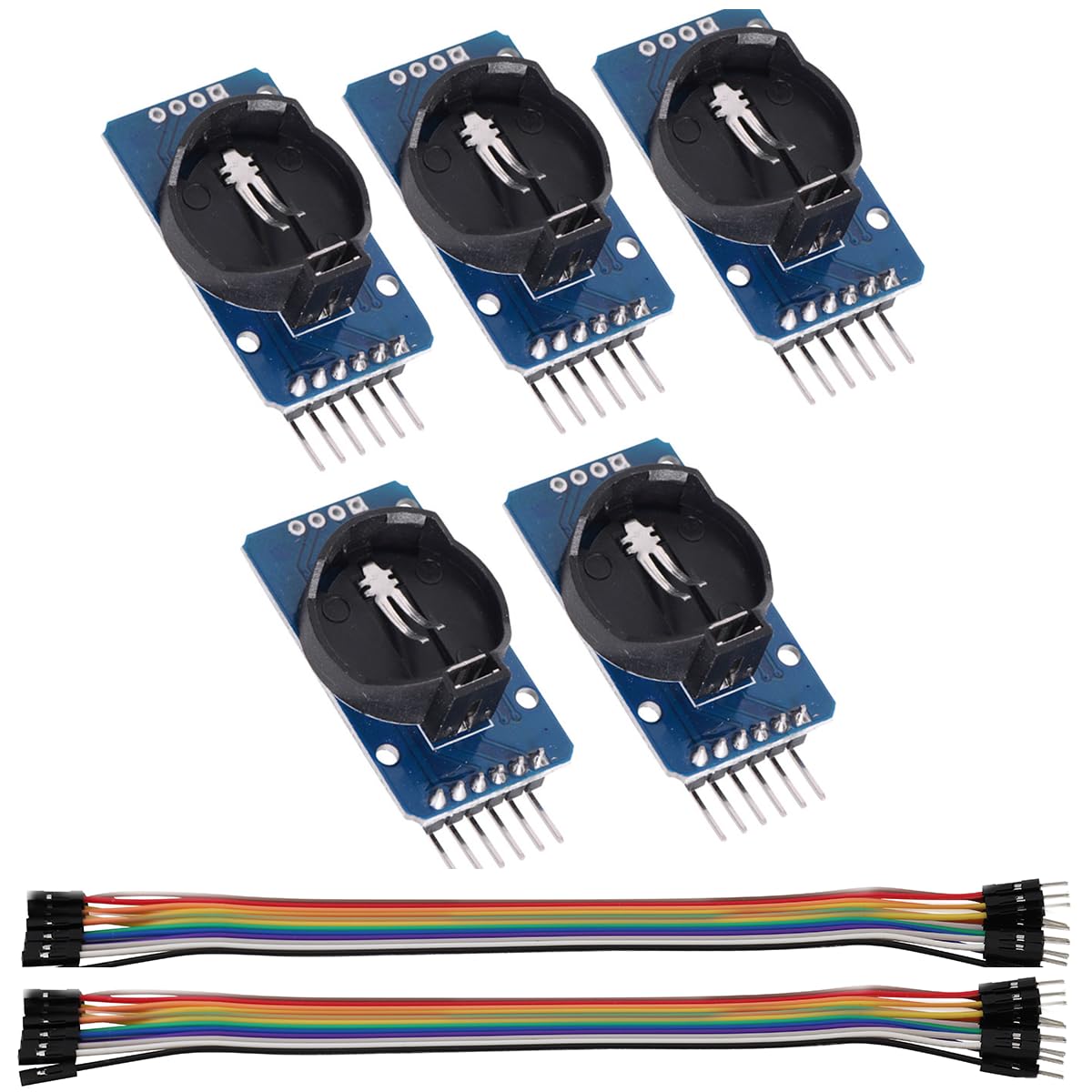VKLSVAN 5PCS High Precision DS3231 AT24C32 IIC Real Time Clock Module Board Timer Memory Module Beats Replace DS1307  20P Jumper Cable