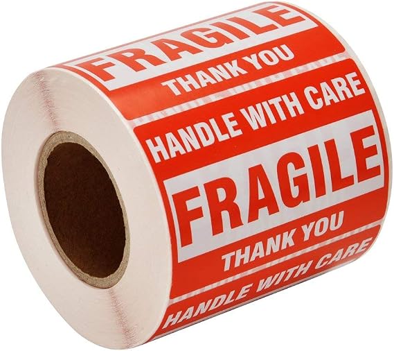 [8 Rolls, 4000 Labels] 2" x 3" Fragile Stickers Handle with Care Warning Packing/Shipping Labels - Permanent Adhesive