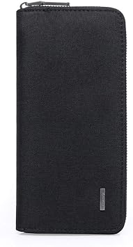 WOOLALA Mens Wallet Waterproof Canvas Zipper Arrounded Large Capacity Accordion Folded Cash Cards Phone Holder Long Wallet