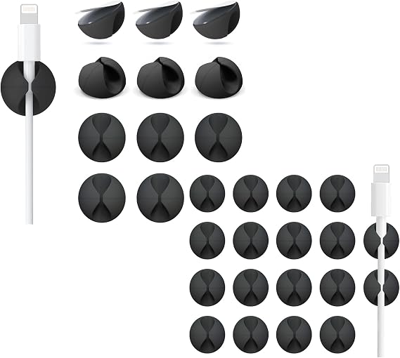 12 Pack Small + 18 Pack Mini Cble Clips Black