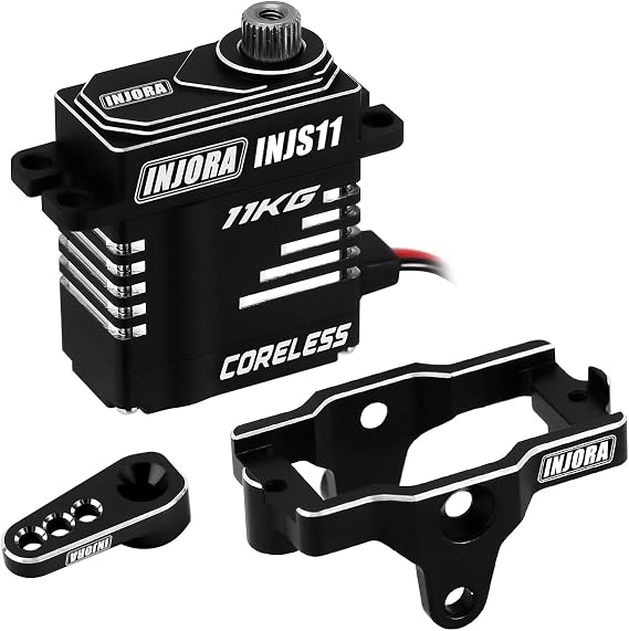 INJORA 11KG Coreless High Torque Servo with Mount and Horn for TRX4M, Black
