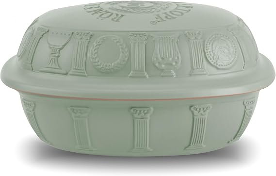 Romertopf Clay Roaster | 40 Years Anniversary Edition | Non-Stick Dutch Oven | Healthy Pot Cooking | Clay Baker | Versatile Cooking Vessel - 3.7 Quarts (3.5 Liters) for up to 6 people - Green