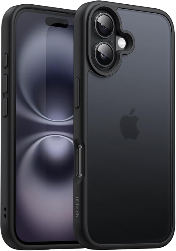 JETech Matte Case for iPhone 16, Black