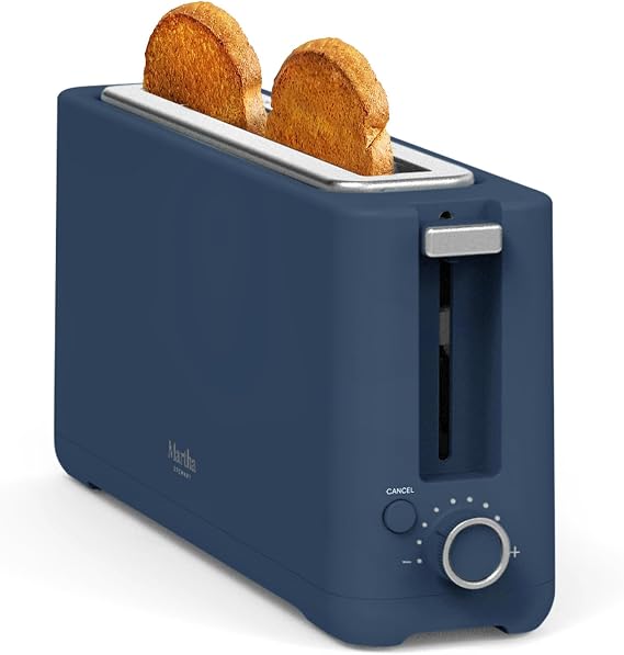 Martha Stewart 2 Slice Long Slot Toaster, Extra Wide, Indigo Blue