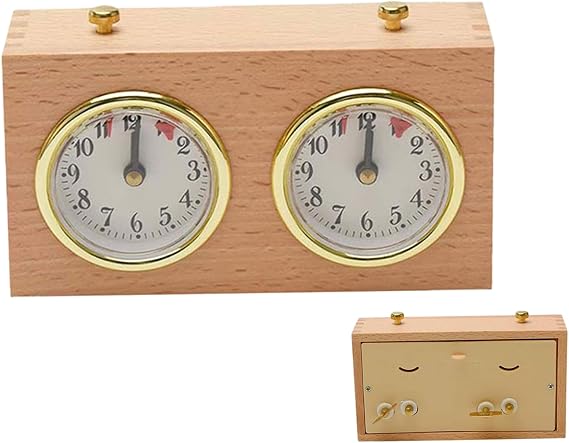 Chess Timer Chess Clock Wooden Analog Game Mechanical Timer Count Up Down Chess Clock Timer Chess Timer Clock Analog Chess Clock for Competition