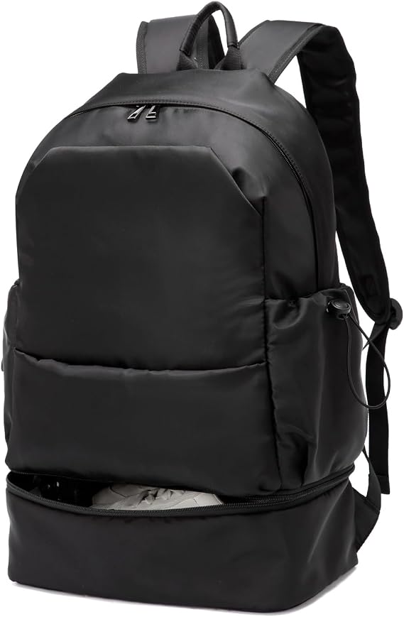seyfocnia Large Gym Backpack for Men,Waterproof Travel Backpack With Shoe Compartment Lightweight Sports Gym Bag Casual Daypack-Black