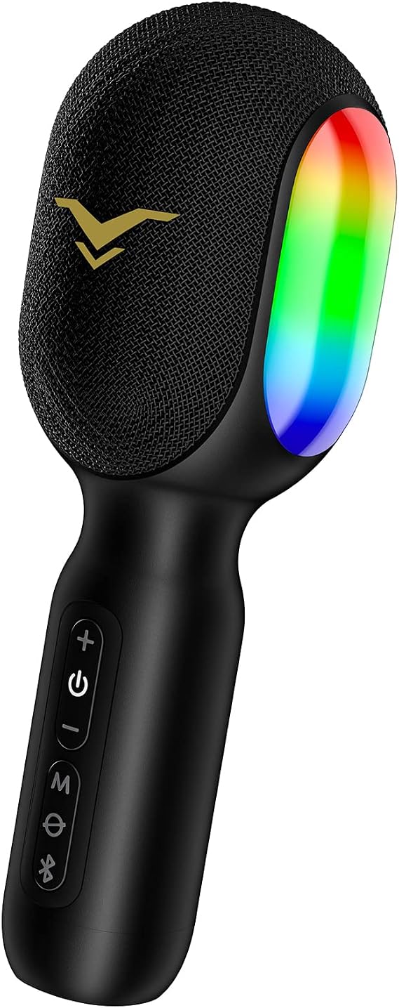 Karaoke Microphone, Wireless Bluetooth Karaoke Mic with Voice Recording&Vocal Remove, Duet Mode, Bluetooth/AUX/FM Connection, Portable Singing Mic for Kids Adults, Ideal for Home Karaoke/Party