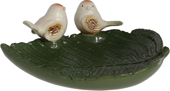 Esschert Design Bird Bath Robins On Leaf