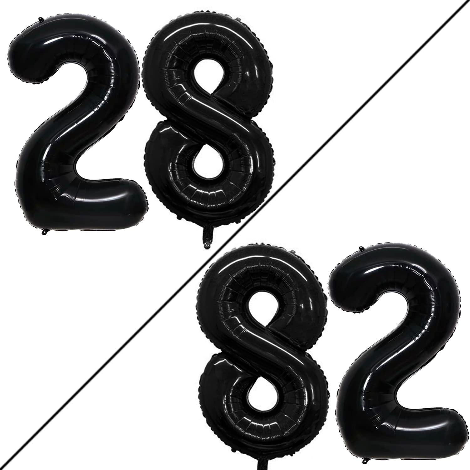 GOER Number 28 Balloons for 28th Birthday Party Decorations,42 Inch Jumbo Foil Helium 82 Balloons for 82nd Birthday Party Decoration Black