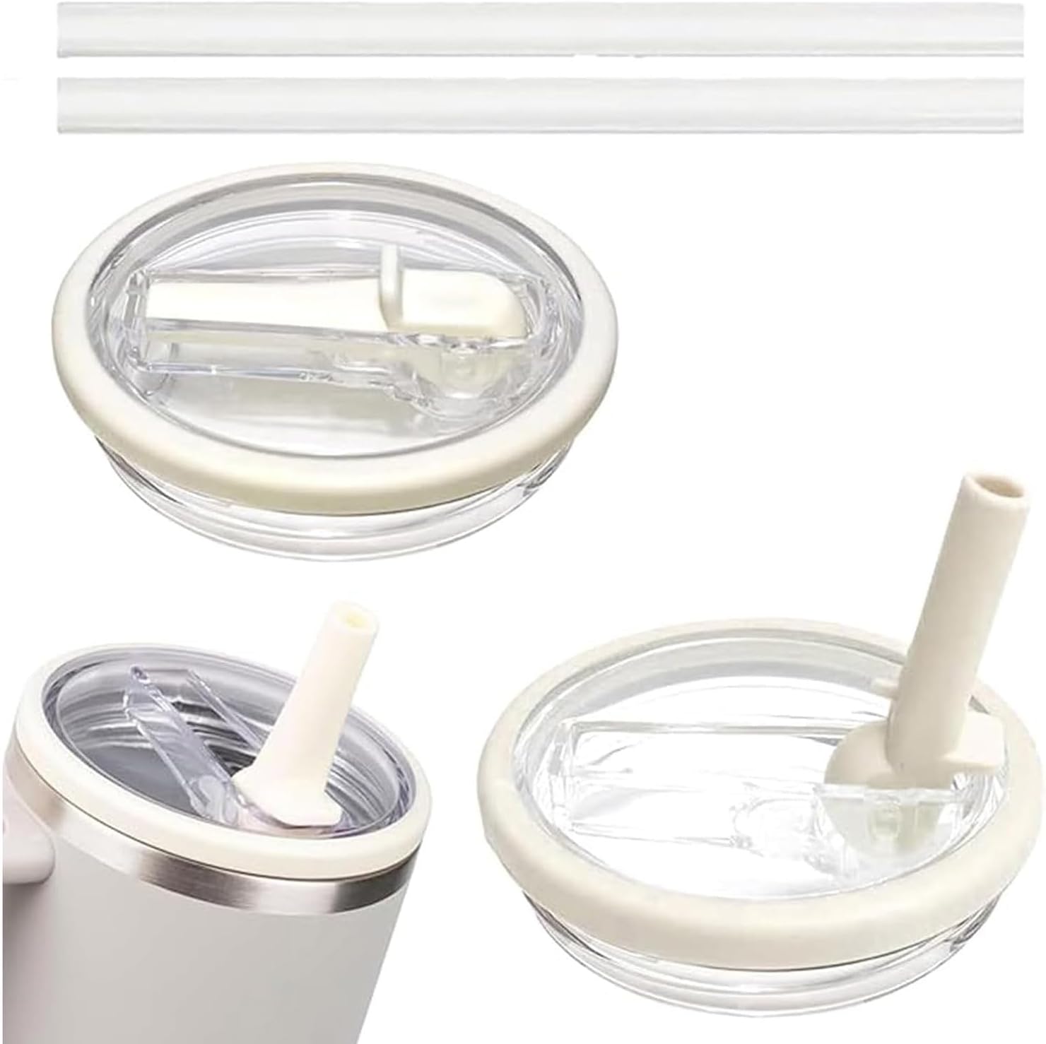 2 Pack Leak Proof Lids for Stanley Cup 40oz, Detachable Flip Straw Tumbler Covers, Reusable Anti-Leak Replacement Lid Accessories for Stanley Quencher, Splash Resistant Cup Top for Travel