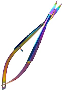 Bandage, Castroviejo, Iris Scissors, Kelly, Mosquito Forceps Rainbow - Stainless Steel, DIY Crafting Scissors and Forceps Multicolors (Castroviejo Scissors, 4.5 inches Curved)