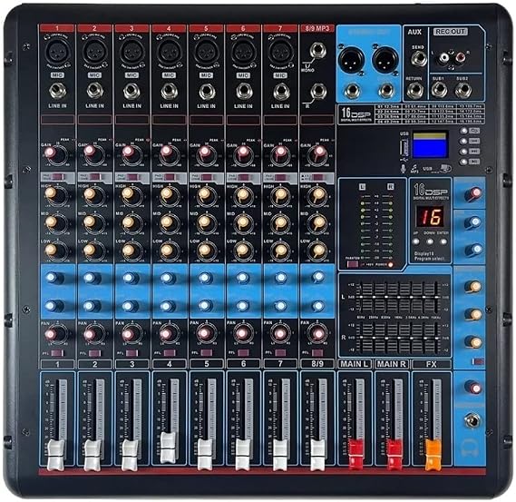 Audio Mixer, Professional 8-channel Mixing Console With 600W*2 Power Amplifier Mixer Suitable For Stage Party Recording Studio Audio Quality