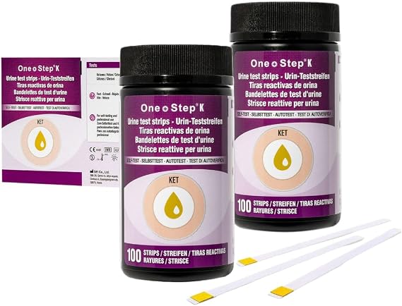 One Step Ketosis Urine Test Strips, 100 Strips (2 Tubs (200 Strips))
