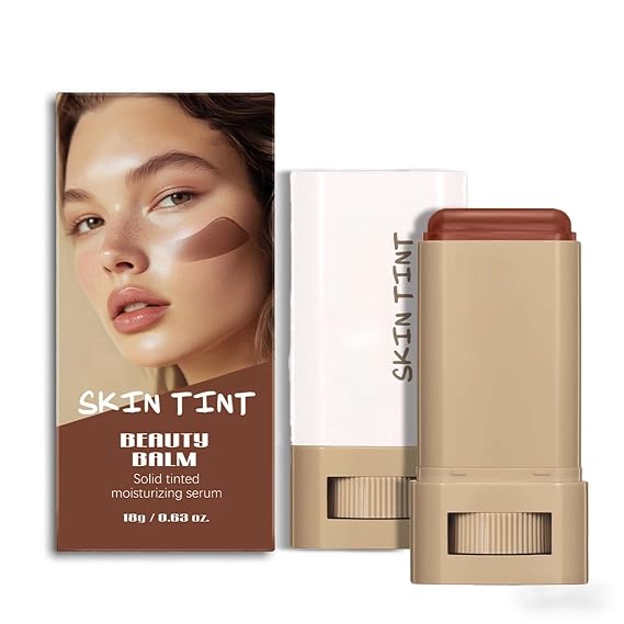 Skin Tint & Contour Stick - Hydrating Serum-Infused Tinted Beauty Balm Foundation Stick, Buildable Coverage for a Natural, Fresh Finish, Quick Application for All Skin and Daily Use