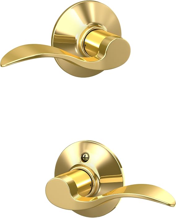 SCHLAGE Accent Hall/Closet Passage Door Handle, Reversible, Bright Brass