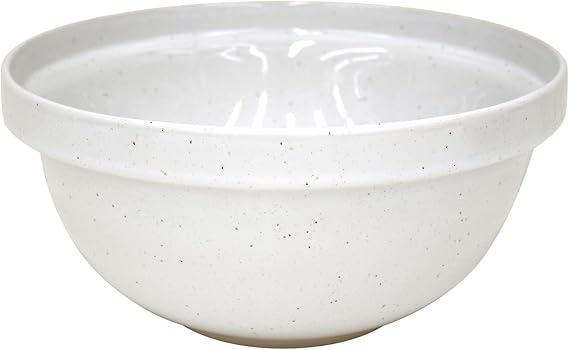 Casafina Large Ceramic Mixing Bowl - 6.6Qt | Fattoria Collection - White | Stoneware | Food Safe Glazing | Microwave & Dishwasher Safe | Restaurant Quality for Bread Making