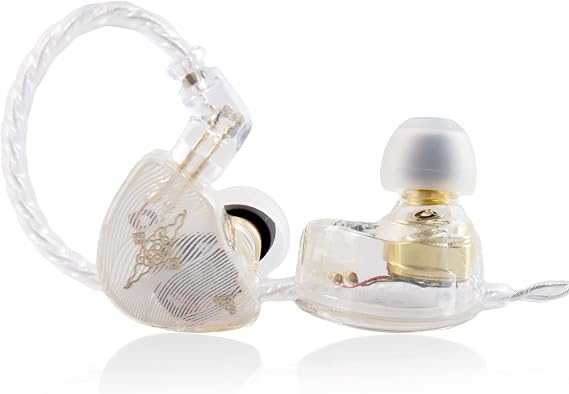 YINYOO Wan er S.G in Ear Monitors Headphone, HiFi IEM Wired Earbuds for Musician Audiophile 10mm Dynamic Driver in-Ear Earphone with Ergonomic Fit, 2 Pin 0.78 Detachable Cable (Clear, with mic)
