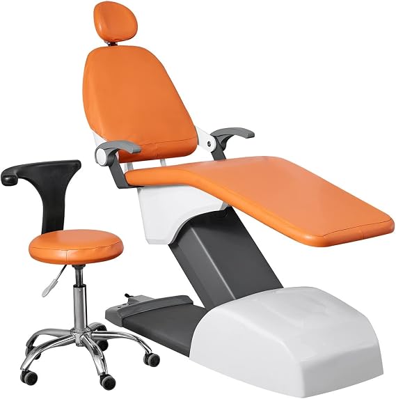 4Pcs/Se Orange Dental Chair Covers PU Leather Dustproof Dental Full Chair Cover Waterproof Chair Backrest Cover(Two Sets)