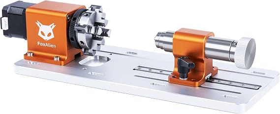 FoxAlien 4th Axis Rotary Engraving Module with 4 Jaw Chuck for Masuter Pro and Masuter 3, Reducing Ratio 30:1 for CNC Router Engraving Machine with NEMA17 Stepper Motor