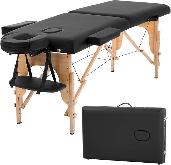 BestMassage | Portable Massage Table | 23" Wide, Black PU Leather