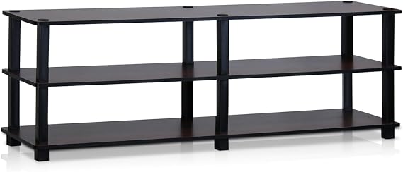Furinno Turn-S-Tube Toolless 3-Tier TV Stand, Dark Cherry