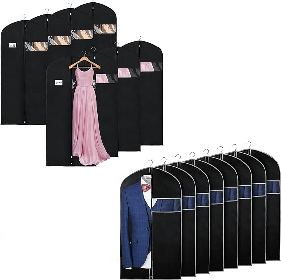 60"Dress Bag(8PCS) & 40" Suit Bags(8PCS), Garment Bags for Hanging Clothes, Suit Bags for Closet Storage, Waterproof & Dustproof and Keep Closet Tidy