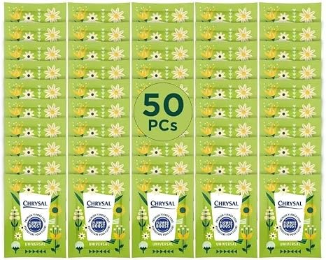 Chrysal Universal Flower Food 50 Count Flower Food Sachets 0.5L Fresh Cut Flower Boost for Flower Bouquets, Vase Flowers and Arrangements