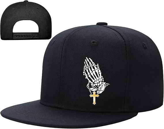 Snapback Hats Christian Hats for Men Flat Bill Hats for Men Adjustable Black Baseball Cap for Women