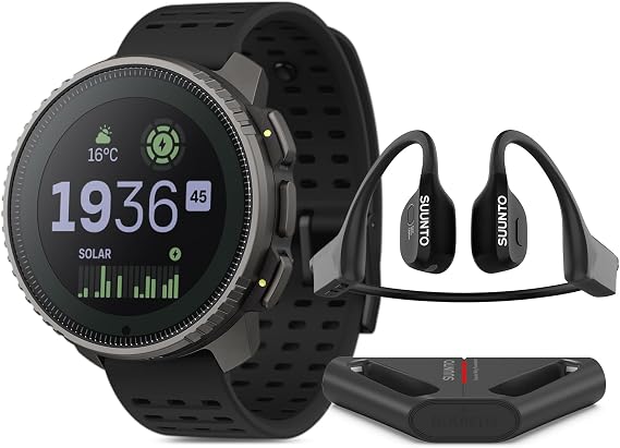 SUUNTO Vertical Titanium Solar Black Wing Open-Ear Bone Conduction Headphone Black