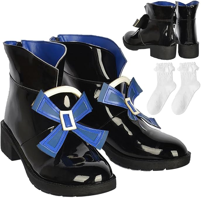 Furina Shoes,Furina Cosplay Shoes Boots Furina Boot Shoe Blue Leather Women Halloween