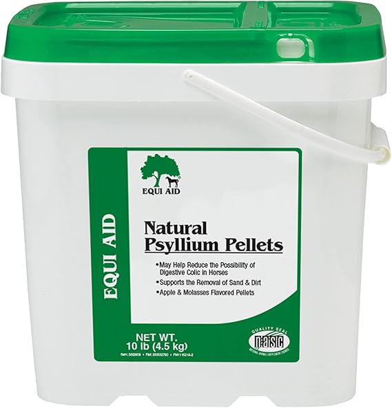 Farnam Equi Aid Natural Horse Psyllium Pellets, Supports Removal of Sand & Dirt From Ventral Colon, Horse Digestion Support, Fiber Supplement, Apple/Molasses, 10 pounds