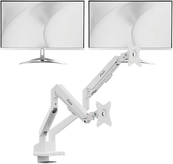 Pixio Two PX279 Wave White 27 inch 240Hz Refresh Rate FHD 1080p Resolution Fast IPS Panel 1ms GTG Resonse Time Gaming Monitor and PS1D Wave White Dual Monitor Arm