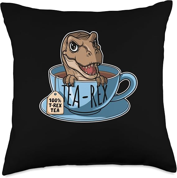 Tea-Rex Cute T-Rex Dinosaur Kawaii Dino Throw Pillow