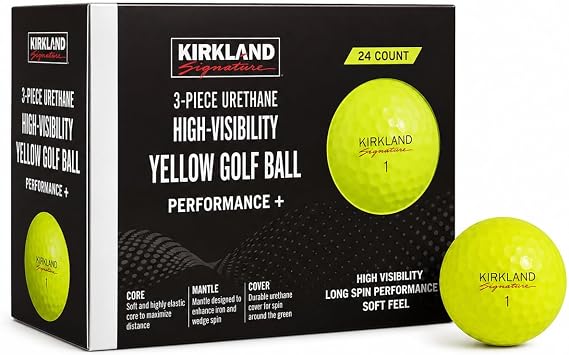 Kirkland Signature 3-Piece Golf Balls, Version 2.0, Yellow, 24-Pack