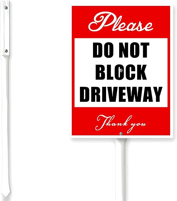 Uptell Do Not Block Driveway Sign With Stake No Parking Yard Sign Private Property Yard Sign 8x12inch Reflective Aluminum,Uv Printed,Weather Resistant,Lawn Sign Aluminum Sign Stake Kit