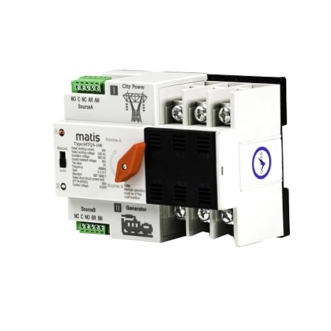 3P 63A 35mm Din Rail Automatic Transfer Switch ATS Dual Power for PV, Generator, EU Standard