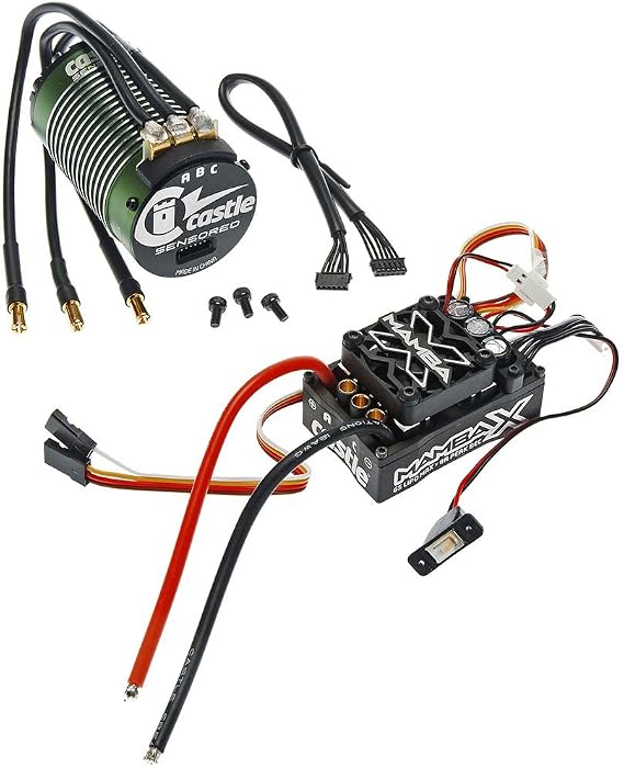 Castle Creations Mamba X, SENSORED, 25.2V WP ESC and 1512-1800KV SENSORED Combo, Black