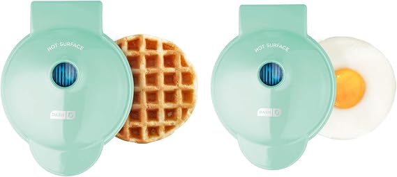 Dash Mini Maker Set - Customized Treat Maker - Supports Multi-Function Cooking - Easy Cleanup and User-Friendly Design - Aqua - Waffle & Griddle Irons