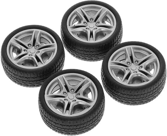 4 Pcs Black Tires, Simulation Rubber Wheel Tire Wheel Toy Model DIY RC Spare Parts Easy Installation,and Sets,Remote and App Controlled Vehicles and Parts,and Tires (48mm Small in Size)