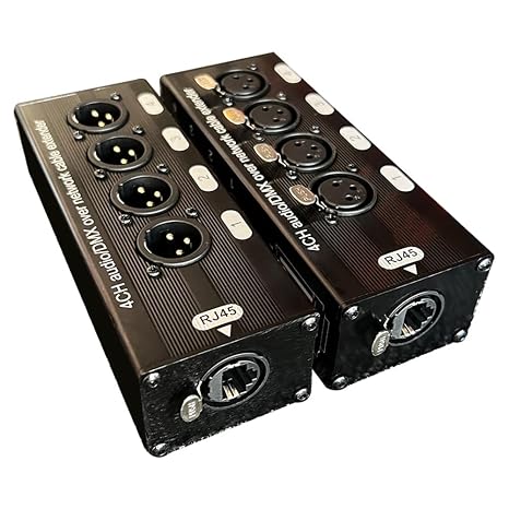 1Pair 4-Channel 3-Pin XLR Audio Over Ethernet Dmx Splitter