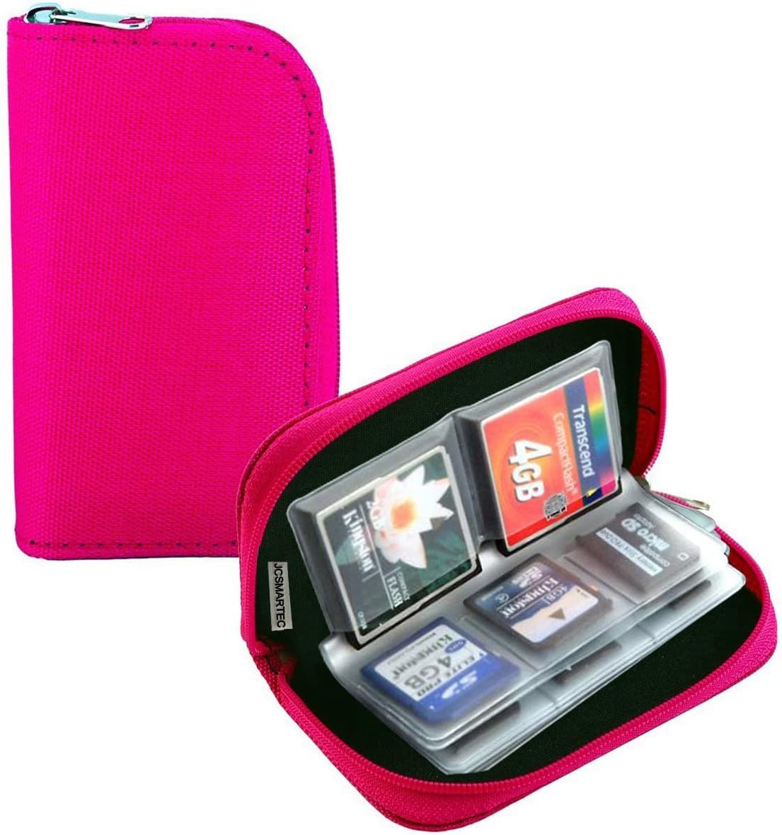 Memory Card Case - Mixtecc Carrying Case Suitable for Micro SD, Mini SD and 4X CF, Card Holder Bag Wallet for Media Storage Organization Pink