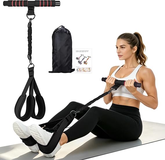 Resistance Bands with Bar Handle and Foot Straps, Home Gym Workout Exercise Band