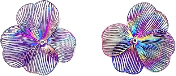 Charms 10pcs 38  38mm Dazzling Colorful Small Flower Charms Hollow Filigree Floral Metal Pendants for DIY JewelriesPurple